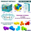 OUXIA Magnetic Building Blocks Magic Magnetic 3D Puzzle Cubes, Set of 7 Multi Shapes Magnetic Blocks with 54 Guide Cards