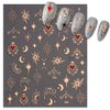 TailaiMei Valentine's Day Star Moon Nail Stickers, Self-Adhesive Golden Heart Nail Art Decals for DIY Nail Decorations (3 Sheets)