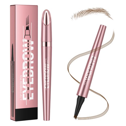 Eyebrow Microblading Pen, Eyebrow Pencil with an Upgrade Micro-Fork Tip Applicator for Natural Looking Brows Makeup, Waterproof Long-Lasting Microblading Pencil for Eyebrows Dark Brown