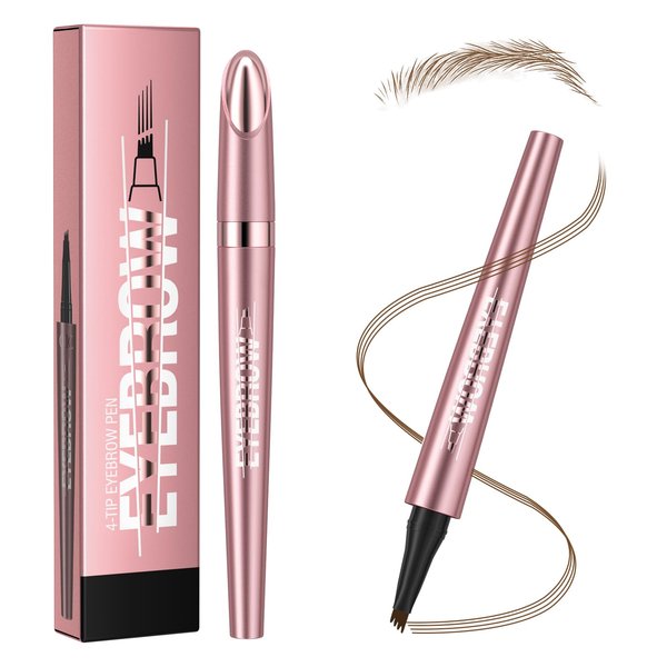 Eyebrow Microblading Pen, Eyebrow Pencil with an Upgrade Micro-Fork Tip Applicator for Natural Looking Brows Makeup, Waterproof Long-Lasting Microblading Pencil for Eyebrows Dark Brown