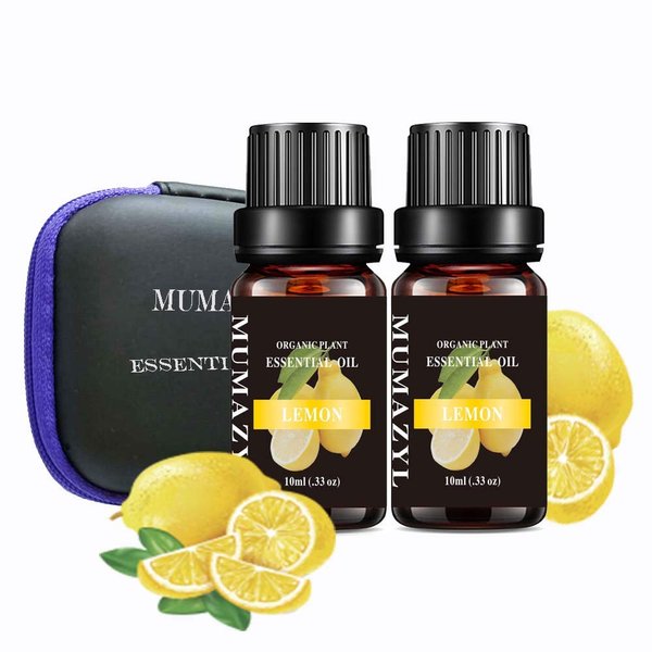 Lemon Essential Oil Set, Organic Plant Pure Lemon Blends Oil for Diffuser,Car,Cleaning,Home,Bedroom,Perfumes,Humidifier,Candle Making 2 Pack 10ml