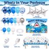 Winrayk 145Pcs Shark Birthday Party Decorations Supplies for Kids Boys, Shark Balloon Garland Arch Birthday Backdrop Tablecloth Star Balloons, Ocean Themed Party Decorations Shark Birthday Decorations