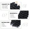 Curly Braiding Hair 22Inch 6Packs Deep Curly Crochet Hair Synthetic Crochet Hair Extensions for Women #1B Natural Black Curly Hair Extensions(22 Inch,6packs,#1B)