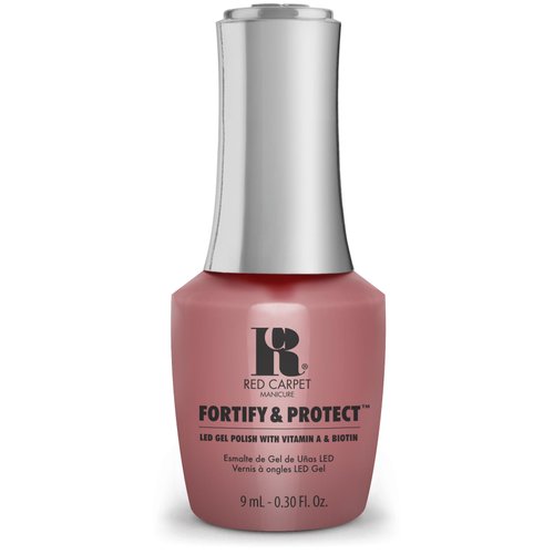 Red Carpet Manicure Fortify & Protect Rosy Pink Crème Gel Polish for Strong, Healthy Nails - Infused with Vitamin A & Biotin - (Suave In Mauve) Led Nail Gel Color, 0.3 Fl Oz