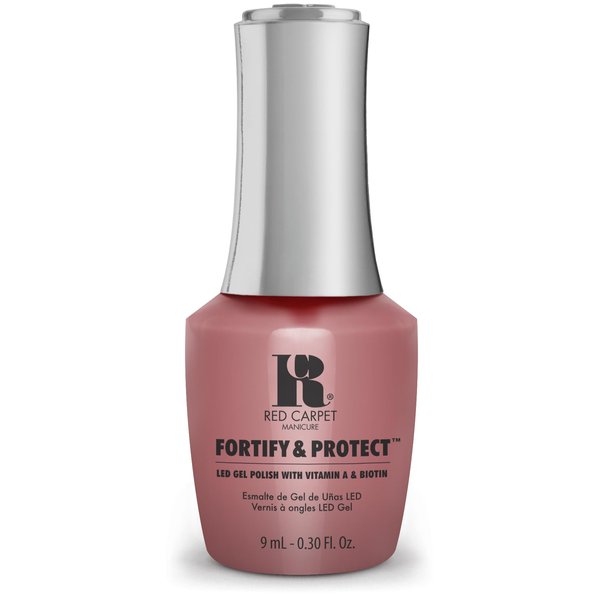 Red Carpet Manicure Fortify & Protect Rosy Pink Crème Gel Polish for Strong, Healthy Nails - Infused with Vitamin A & Biotin - (Suave In Mauve) Led Nail Gel Color, 0.3 Fl Oz