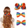 Gay Pride Day Rainbow Hair Bow with Clip Grosgrain Ribbons Hair Clips Headbands Headdress Candy color Barrettes for Girls Women 3 Pcs