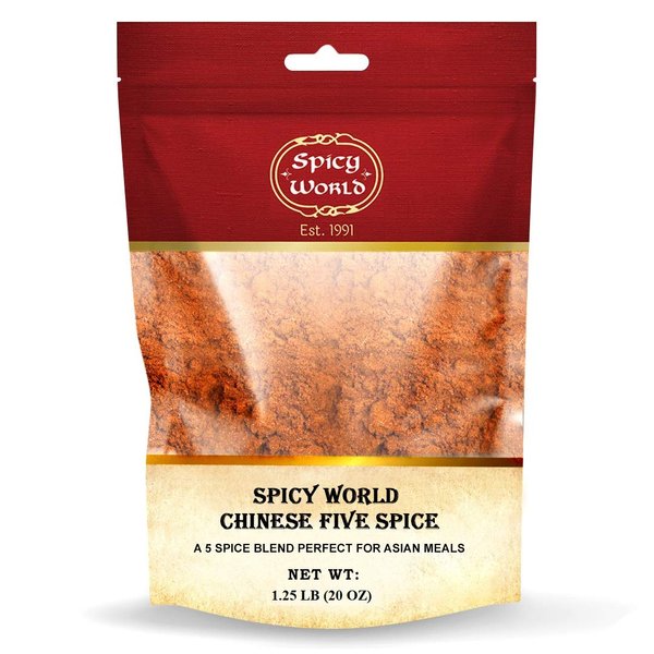 Spicy World Chinese Five Spice Powder 1.25 Pound (20oz) Bag - Great for Asian meals, Chinese 5 Spice Seasoning, Cinnamon, Fennel Seed, Cloves, Star Anise & Black Pepper