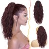 BARSDAR Red Ponytail Extension - 18 Inch Claw Clip Ponytail Hair Extensions for Women - Curly Wavy Multi Layered Synthetic Clip in Ponytail Hairpieces Daily Party Halloween - Dark Burgundy