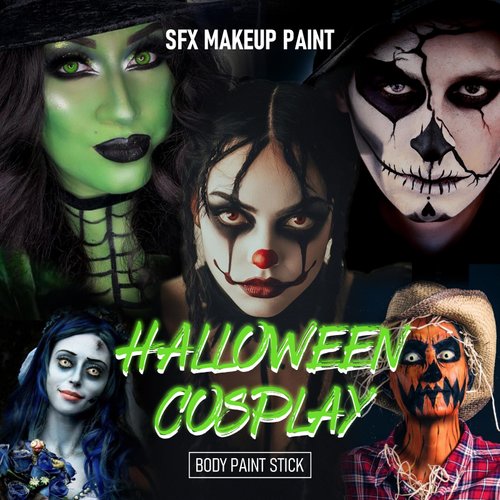 KYDA Black Body Paint Stick, Eye Black Stick for Sports, Body Paint Stick for Adults and Kids, Halloween Skeleton Goths Zombie Cosplay SFX Makeup, Clown Black Stick