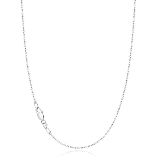 Jewlpire Solid 925 Sterling Silver Chain Necklace for Women Girls, 1.1mm Cable Chain Silver Chain for Women Shiny & Sturdy Women's Chain Necklaces, 16 Inches