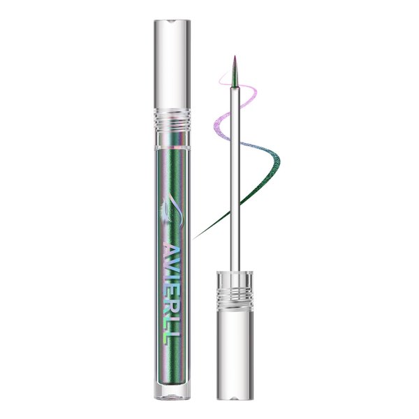 AVIERLL Chameleon Eyeliner 6-Colors Long Lasting Waterproof Very Fine Stick Brush Green Eyeliner Orchid Liquid Eyeshadow Halloween Makeup(Color_02# 1PCS)