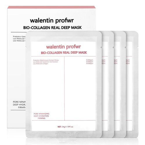 Collagen Mask Bio-Collagen Mask Deep Hydrating Overnight Collagen Sheet Masks Pore Minimizing Elasticity lmprovement Lifting Real Collagen Essence Hydrating Moisturizing Facial Mask Sheets 4 Packs