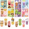 ANGOLIO 40Pcs Make A Face Boba Tea Stickers Make Your Own Milk Tea Stickers Mix and Match Sweets and Boba Tea Party Favor Supplies for Kids Ice Cream Sticker Games Birthday DIY Art Crafts