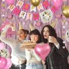 MSMANCY Pink Birthday Decorations for Women with HAPPY BIRTHDAY Banner Curtains Heart Star Balloons for 16th 18th 21st 30th 40th 50th 60th Birthday Party Supplies (Pink)