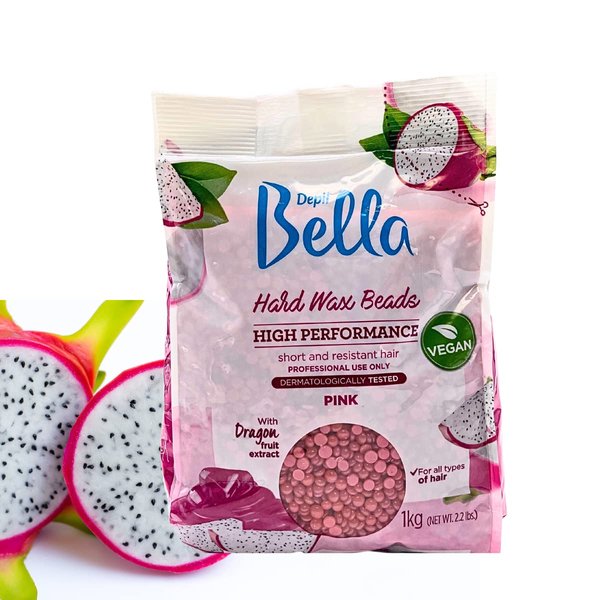 Depil Bella Pink Hard Wax Beads 2.2 lbs for Hair Removal | High-Performance for Short and Resistant Hair | Vegan Hair Removal | Body and Face Wax Beads With Dragon Fruit Extract