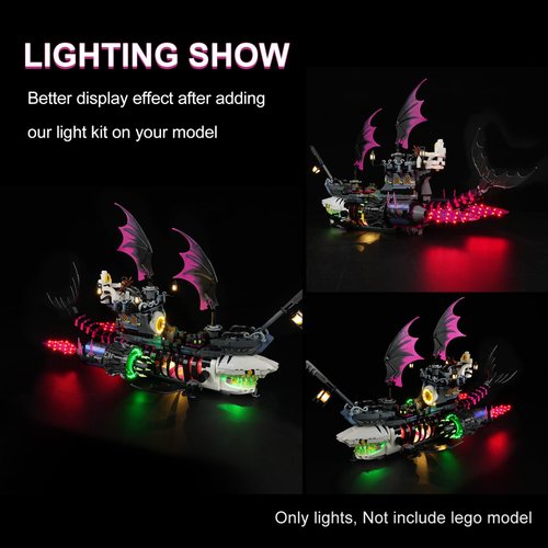 DALDED LED Lighting Kit for Lego DREAMZzz Nightmare Shark Ship 71469, LED Light Compatible with Lego 71469 Building Block Models (Not Include Lego Set)
