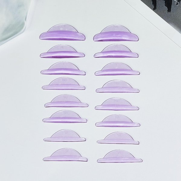 Troocolor Lash Lift Pads, 16Pcs Reusable Soft Eyelash Perm Curler for Lash Lift Kit Self-Adhesive Ancillary Eyelash Curl Glue Free in Contact with Eyelids (Purple)