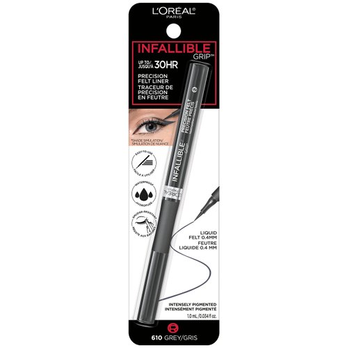 L’Oréal Paris Cosmetics Makeup Infallible Grip Precision Felt Eyeliner, Smudge Resistant, Long Lasting Waterproof Eyeliner, Grey, Grey, 0.03 fl oz