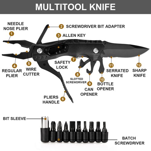 Gifts for Men Dad Him Christmas, Pocket Knife Multitool Folding Knife, Birthday Gifts for Husband Boyfriend, Cool Outdoor Camping Hiking Fishing Tools Gift Ideas, Cool Gadget, Mens Stocking Stuffers