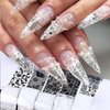 Holographic Nail Foil Transfer Stickers Black White Lace Laser Foils for kit - Nail Art Supplies Starry Paper Designs for Acrylic Decorations Women Finger Toe DIY Manicure Wraps Nail Decor 10Sheets