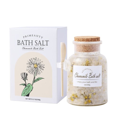 Bath Salt,Himalayan Chamomile Flower Dead Sea Salt,Chamomile and Bergamot Essential Oil,Cleanse,Revitalize,Relaxing,Stress Relief,and Soothes Skin,Best for Good Sleep(260g 9.17oz)
