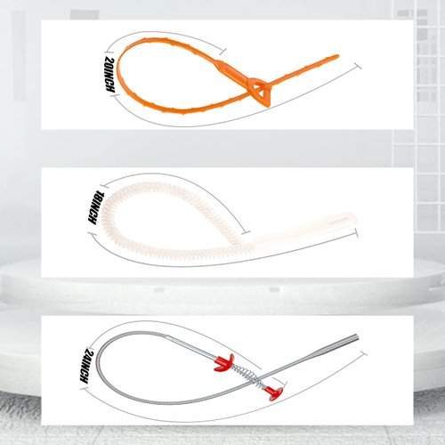 Drain Hair Remover(6pcs), Drain Snake Clog Remover(1pcs) ＆ Cleaning Brushes(2pcs) Tool Set For Toilet, Kitchen Sink, Bathroom Tub, Sewer, (6+2+1)