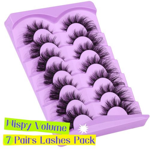 ALICE Fox Eye Lashes Fluffy Manga False Eyelashes 3D Wispy Cat Eye Lashes Wispy Anime Eyelashes Spiky Cosplay Fake Eye Lashes Pack 7 Pairs