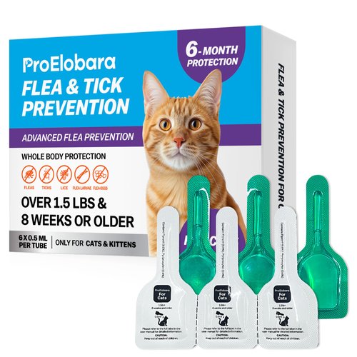 Flea and Tick Prevention for Cats & Kittens: Waterproof Topical Cat Flea and Tick Treatment – Fast-Acting & Long-Lasting At Home Flea Control for Cats Over 1.5 lbs and 8 Weeks or Older – 6-Dose Supply