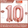 Rose Gold 10 Number Balloons, 40 Inch Giant Number 10 Balloons Foil Mylar Helium Rose Gold Number Balloons for 10th Birthday Party Supplies Anniversary Event Celebration Decorations
