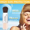 Setting Powder Sunscreen Powder Mineral Powder SPF 35, Natural Flawless Smooth Soft Matte Oil Control Brighten Concealer Translucent Powder Setting Powder Makeup With Sunscreen Brush #01 Translucent