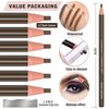 12 Piece Dark Brown Colour Waterproof Eyebrows Pencil Tattoo Makeup And Microblading Supplies Kit-Permanent Eye Brow Liners In Waterproof Eyebrow Pencils Peel - Brow Pencil Set For Marking(Dark Brown)