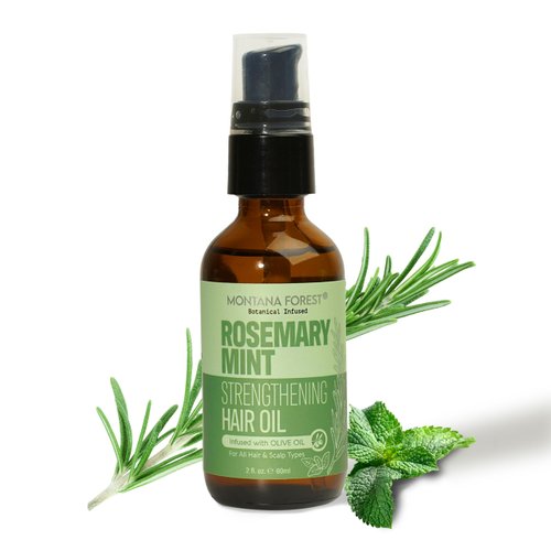 MONTANA FOREST Rosemary Mint Strengthening Hair Oil - 2 fl oz | Biotin & Olive Oil Infused | Promotes Hair Growth, Reduces Breakage, and Adds Shine
