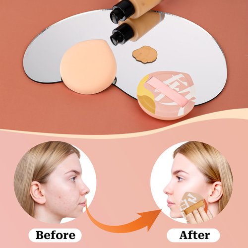 4 PCS Korean Powder Puffs, Soft Makeup Puff Teardrop Setting Foundation Sponge Face Makeup Cushion Puff Beauty Blender Sponge Applicators for Concealer Liquid Cream Powder, Beginner Friendly, Medium