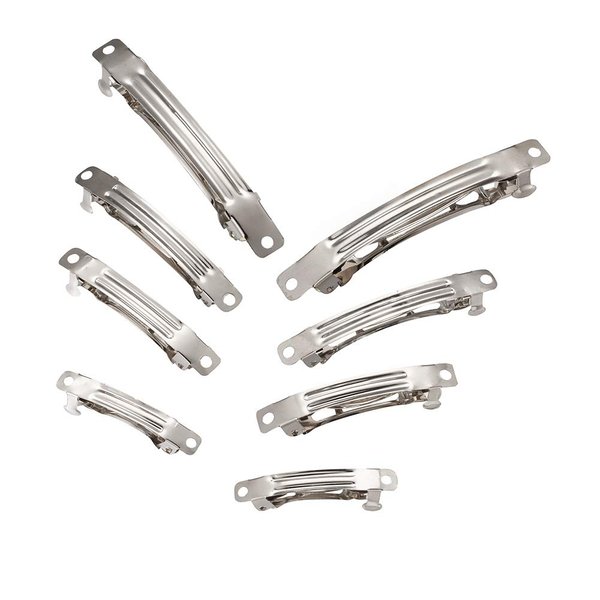 100Pcs Iron Blank French Barrette Hair Clip 4 Sizes 39/51/59/78mm Long Platinum for DIY Hair Accessories Making