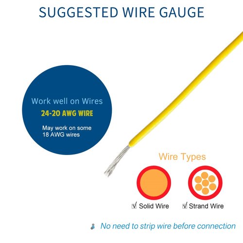 Low Voltage Wire Connectors, Wire Tap 20-24 Gauge Wire Connectors Splicer, I Type 2 Pins 16 Pack