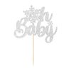 1Pc Snowflake Oh Baby Cake Topper Glitter Baby Shower Snowflake Cake Pick Decorations for Winter Snowflake Theme Baby Shower Kids Birthday Party Supplies Silver