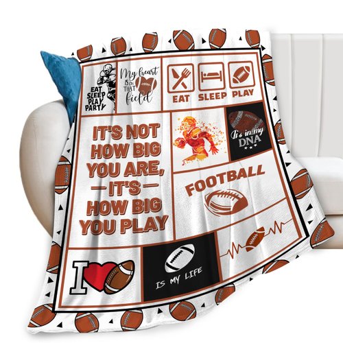 American Football Print Blanket Sports Games Soccer Throw Blankets for Couch Sofa Bed Stuff Decor Boys Girls Team Gifts Soft Cozy Fleece Plush Flannel Bedding for Lover Men Women 40"x50"