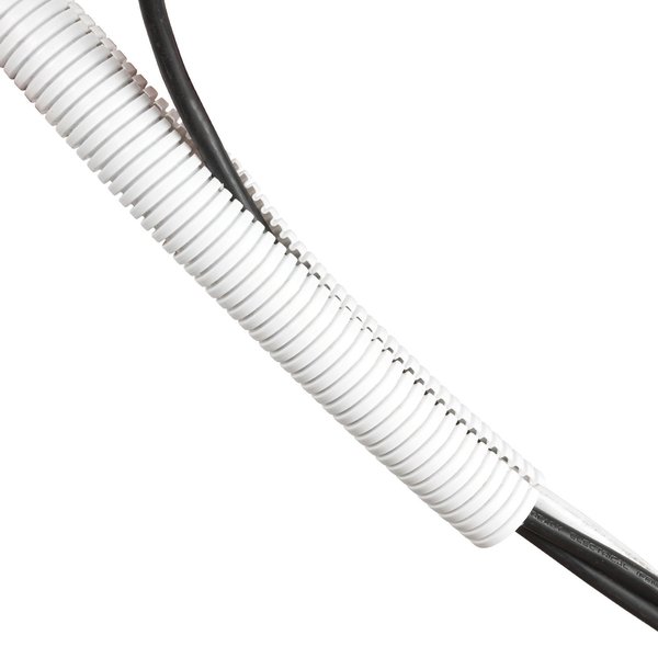 D-Line White 43in Cable Sleeve, Flexible Wire Protector Tubing, Split Electrical Conduit, Plastic PC Cable Management Tube, Cord Sheath, TV Loom Tubing - 1.26in Diameter, 43-inch Length