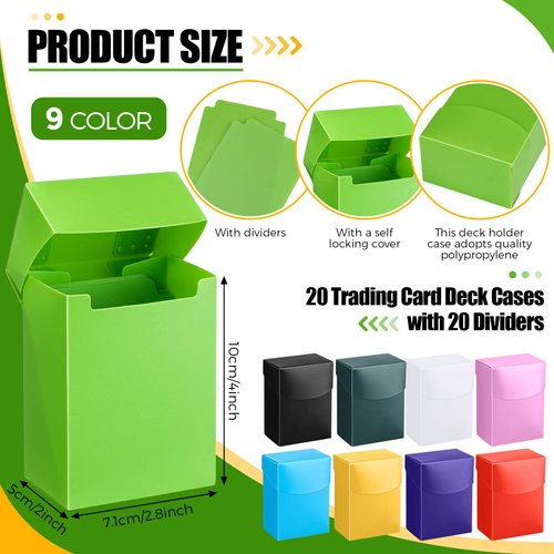 40 Pieces Deck Cards Boxes with Dividers Include 20 Trading Card Deck Cases with 20 Dividers Card Games Storage Organizer Cases for Trading Games Family Card Game Party Games Supplies