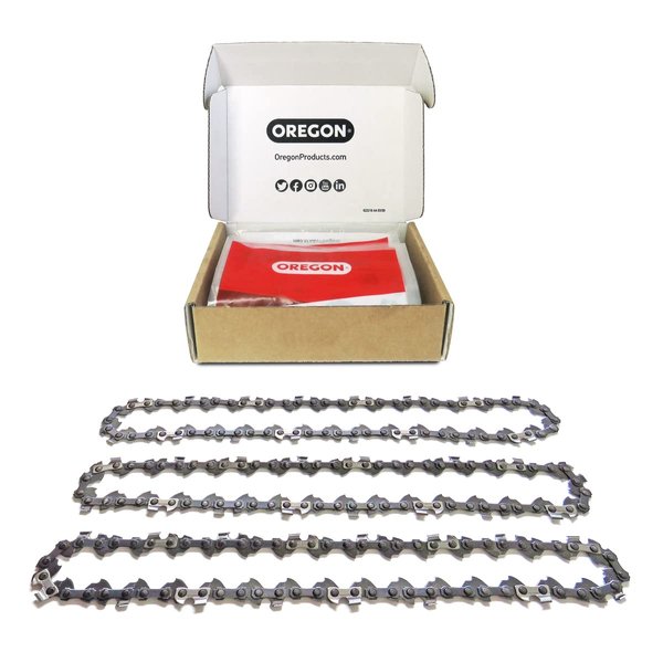 Oregon Chainsaw Chains, 3-Pack 3/8" Low Profile Pitch, .050" (1.3 mm) Gauge VXL Semi Chisel Replacement Chainsaw Chain for 16-Inch Bar, 56 Drive Links, fits Husqvarna, Poulan, Craftsman & more (T56X3)