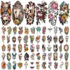 77 Sheets Temporary Tattoo, 17 Sheets Half Arm Cat Fox Owl Flower Buterfly Fake Tattoos for Adults Shoulder Neck, 60 Sheets Tiny Art Nouveau Temporary Tattoos Realistic for Women Girls and Kids