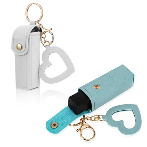 2 Pack Chapstick Holder Lipstick Holder Keychain Lip Balm Holder Chapstick Keychain Holder Lip Stick Case Keychain PU Leather Portable Lipstick Pouch with Metal Key Ring for Travel