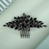 BERYUAN Women Girls Bridal Black Crystal Rhinestone Wedding Hair Comb Teardrop Rhinestone Wedding Headpiece Silver Gold Wedding Hair Accessories Bridal Headband for Brides Bridesmaid (black)