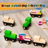 Halloscume 12 Pcs Magnetic Wooden Trains Unpainted Train Cars Unfinished Train Party Decorations for Operation Christmas Birthday Party Train Theme Crafts Supplies(Rustic)