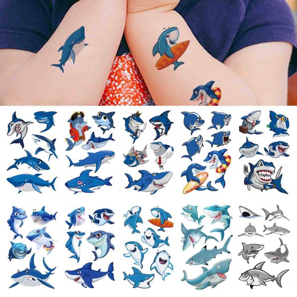 Shark Temporary Tattoos(54pcs),COKOHAPPY Shark Tattoo Body Stickers Costume Accessories for Ocean Sea Shark Themed Baby Shower Birthday Party Favor Supplies Decor for Boy Girls Kids Party Bag Filler