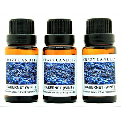 Crazy Candles Cabernet (Made in USA) 3 Bottles 1/2 Fl Oz Each (15ml) Premium Grade Scented Fragrance Oil (Wild Grapes, Strawberries and Sweet Sugary Wine)