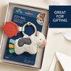Itzy Ritzy Infant Toy & Teether - Itzy Pal Baby Teething Toy Includes Lovey, Crinkle Sound, Textured Ribbons & Silicone Teether Toy for Newborn (Cow)