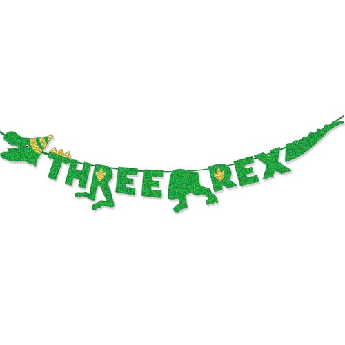 Glitter Three inspired Rex Banner Three Dino-Rex Birthday Party Decorations Dinosaur Birthday Party Supplies for Boys T-Rex 3 Rex Dinosaur Birthday Decorations