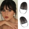Clip In Bangs-100% Real Human Hair Bangs Clip Brown Black Clip On Bangs Hair Extensions Fake Bangs Human Hair Wispy Bangs Hair Clip Fringe With Temples Hairpieces Curved Bangs For Daily Wear