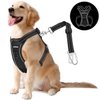 VavoPaw Dog Vehicle Safety Vest Harness, Adjustable Soft Padded Mesh Car Seat Belt Leash Harness with Reflective Strip Travel Strap and Carabiner for Most Cars, M Size, Carbon Black